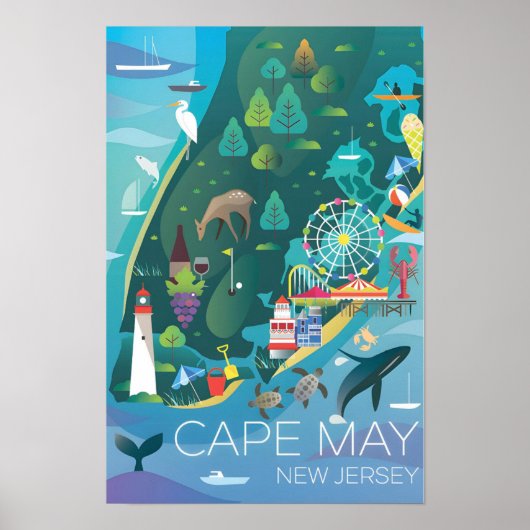 Poster Carte de Cape May imprimée (Devant)