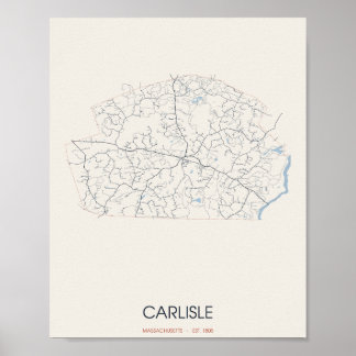 Poster Carte de Carlisle Massachusetts
