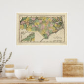 Poster Carte de Caroline du Nord 1814 (Cuisine)