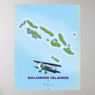 Poster carte de cartographie des îles Salomon.