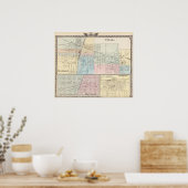 Poster Carte de Champaign, Urbana, Mattoon et Charleston (Cuisine)