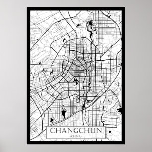 Poster Carte de Changchun Chine