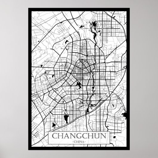 Poster Carte de Changchun Chine (Devant)