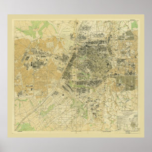 Poster Carte de Changchun, province de Jilin, Chine (1945