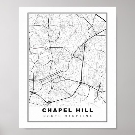 Poster Carte de Chapel Hill (Devant)
