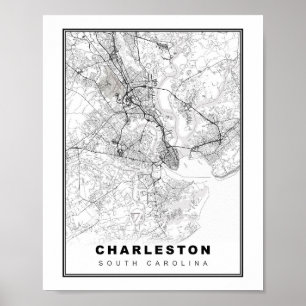 Poster Carte de Charleston