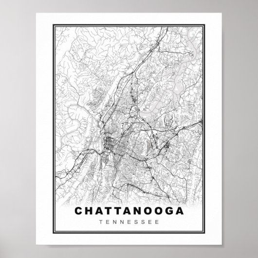 Poster Carte de Chattanooga (Devant)