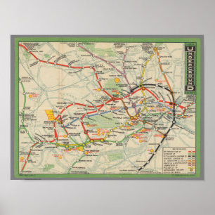Poster Carte de chemins de fer au fond de Londres