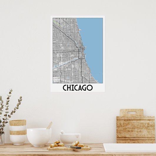 Poster Carte de Chicago (Cuisine)