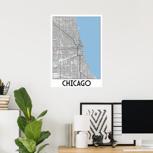 Poster Carte de Chicago (Bureau à domicile)