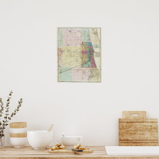 Poster Carte de Chicago (Cuisine)