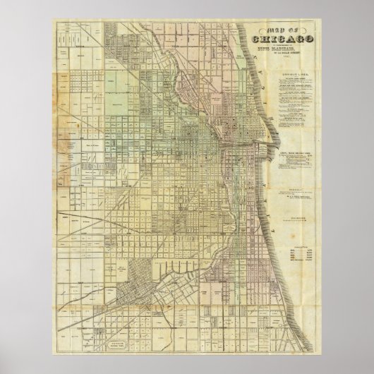 Poster Carte de Chicago Illinois 1857 (Devant)