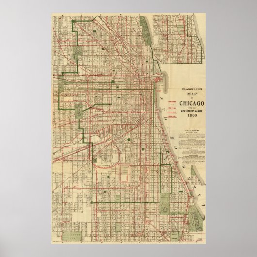 Poster Carte de Chicago par Blanchard (Devant)