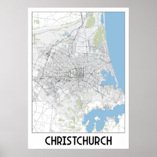 Poster Carte de Christchurch