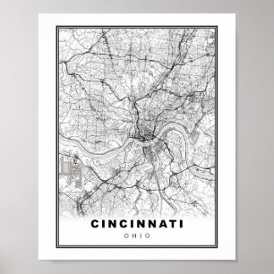 Poster Carte de Cincinnati