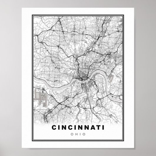 Poster Carte de Cincinnati (Devant)
