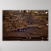 Poster Carte de circuit en or. Matériel informatique élec (Devant)