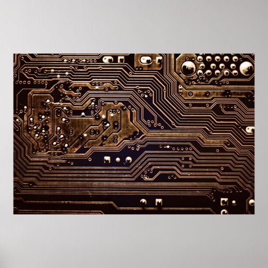 Poster Carte de circuit en or. Matériel informatique élec (Devant)
