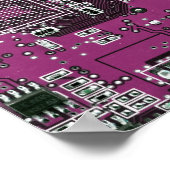 Poster Carte de circuit Geek d'ordinateur violet (Coin)