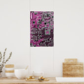 Poster Carte de circuit Geek d'ordinateur violet (Cuisine)