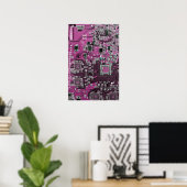 Poster Carte de circuit Geek d'ordinateur violet (Bureau à domicile)