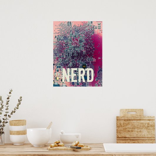 Poster Carte de circuit rouge conception rétro nerd (Cuisine)