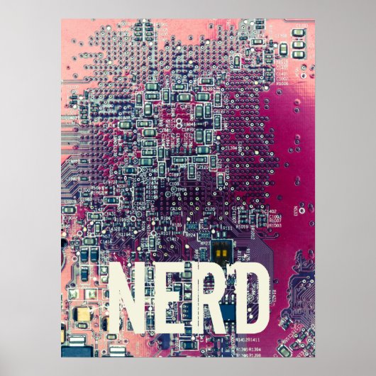 Poster Carte de circuit rouge conception rétro nerd (Devant)