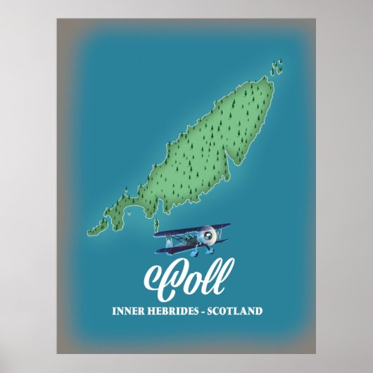 Poster Carte de Coll Inner Hebrides Écosse (Devant)