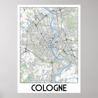Poster Carte de Cologne
