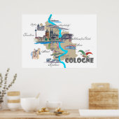 Poster Carte de Cologne avec les sites touristiques (Cuisine)