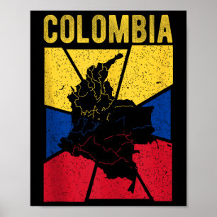 Poster Carte de Colombie Drapeau Patriote national expatr
