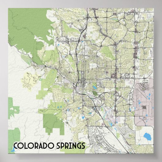 Poster Carte de Colorado Springs (Devant)