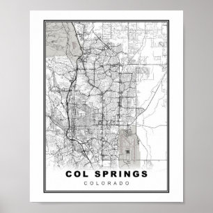 Poster Carte de Colorado Springs