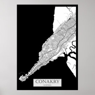 Poster Carte de Conakry Guinée