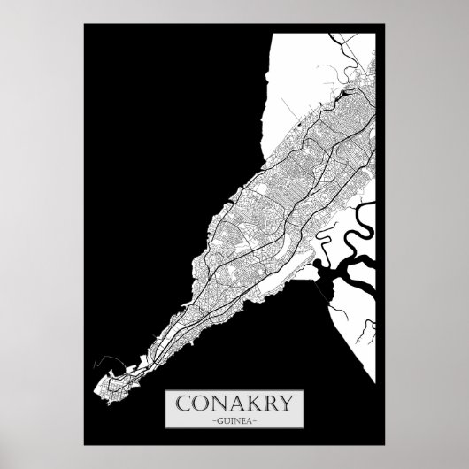 Poster Carte de Conakry Guinée (Devant)
