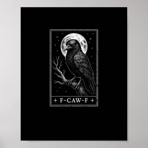 Poster Carte de corbeau F-Caw-F drôle Halloween vintage d