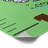 Poster Carte de croissance des hippo rhinocéros mignons (Coin)