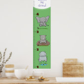 Poster Carte de croissance des hippo rhinocéros mignons (Cuisine)
