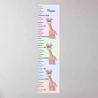 Poster Carte de croissance Pastel Giraffe Cute Ajouter le