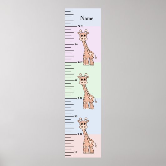 Poster Carte de croissance Pastel Giraffe Cute Ajouter le (Devant)