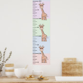 Poster Carte de croissance Pastel Giraffe Cute Ajouter le (Cuisine)