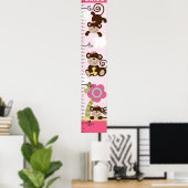 Poster Carte de croissance pour filles Melanie Monkey Gar (Bureau à domicile)