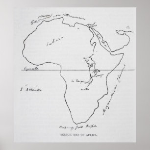 Poster Carte de croquis de l'Afrique