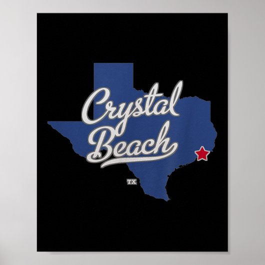 Poster Carte de Crystal Beach Texas Tx (Devant)