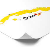 Poster Carte de Cuba avec Maracas (Coin)