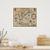Poster Carte de Cuba et de Floride 1591 (Cuisine)