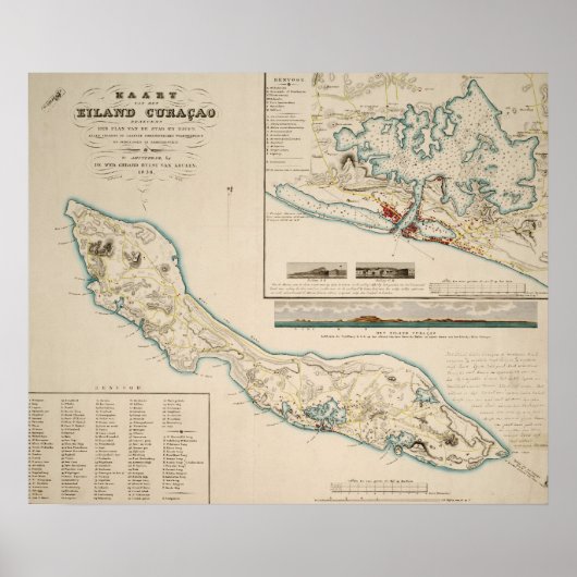 Poster Carte de Curaçao 1836 (Devant)