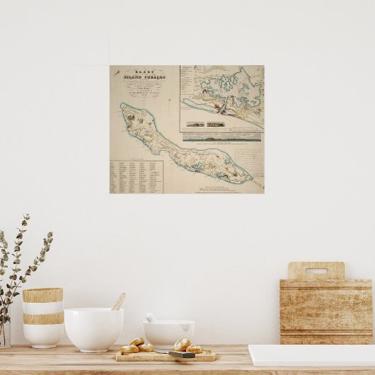 Poster Carte de Curaçao 1836 (Cuisine)