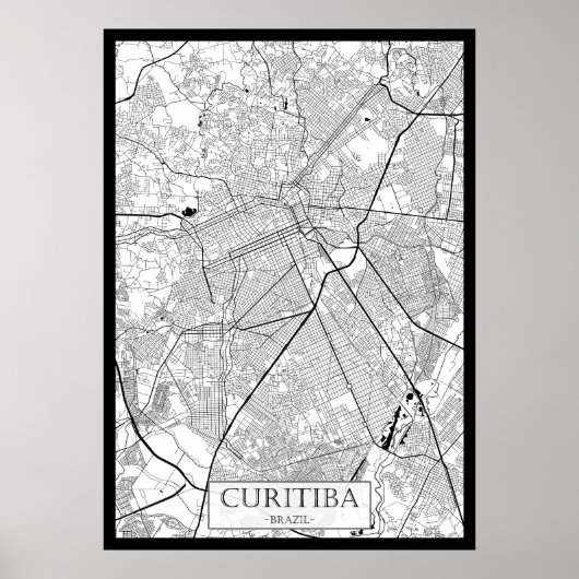 Poster Carte de Curitiba Brésil (Devant)
