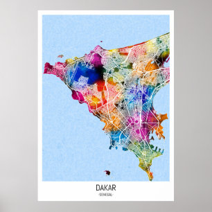 Poster Carte de Dakar Sénégal